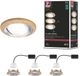 Paulmann LED-inbouwlamp Lanati Set van 3 rond 84 mm 30° Coin 3x6W 3x470lm 230V 2700K Geoliede eikenkleur, Alu gedraaid