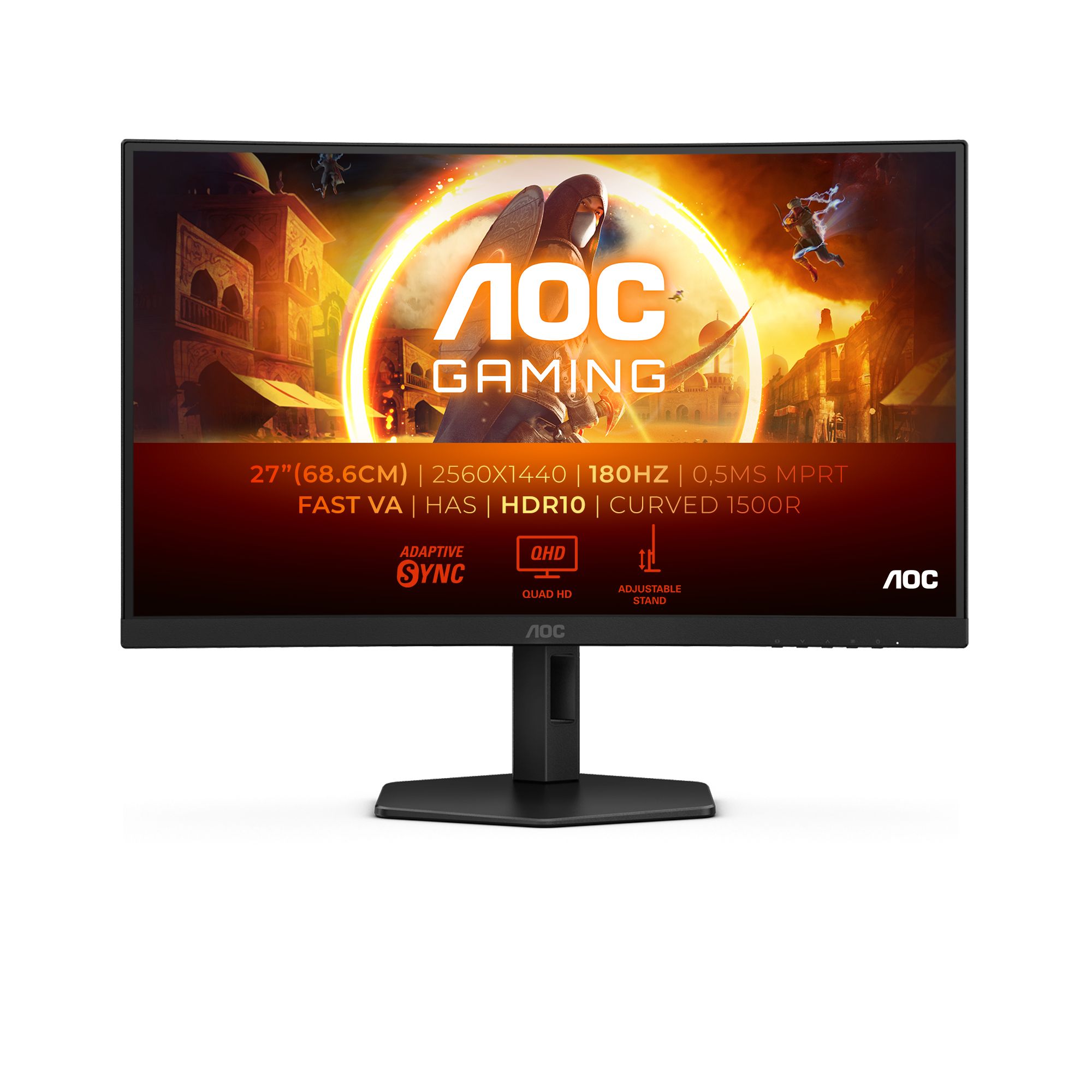 AOC CQ27G4X 27" Curved QHD Gaming Monitor - 180Hz, Adjustable