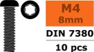 Revtec - Hex Button Head Screw - M4X8 - Steel - Black - 10 pcs