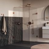 Brauer Void - Carving Douchecabine met Draaideur - Helder Glas - 90x120x200 cm - incl. Glascoating - PVD Koper Geborsteld
