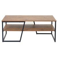 HWC-A27 Salontafel, Woonkamertafel, Bijzettafel, Sofatafel, Metalen Legplank, 3D Structuur, 46x110x60cm, Wild Eiken Look