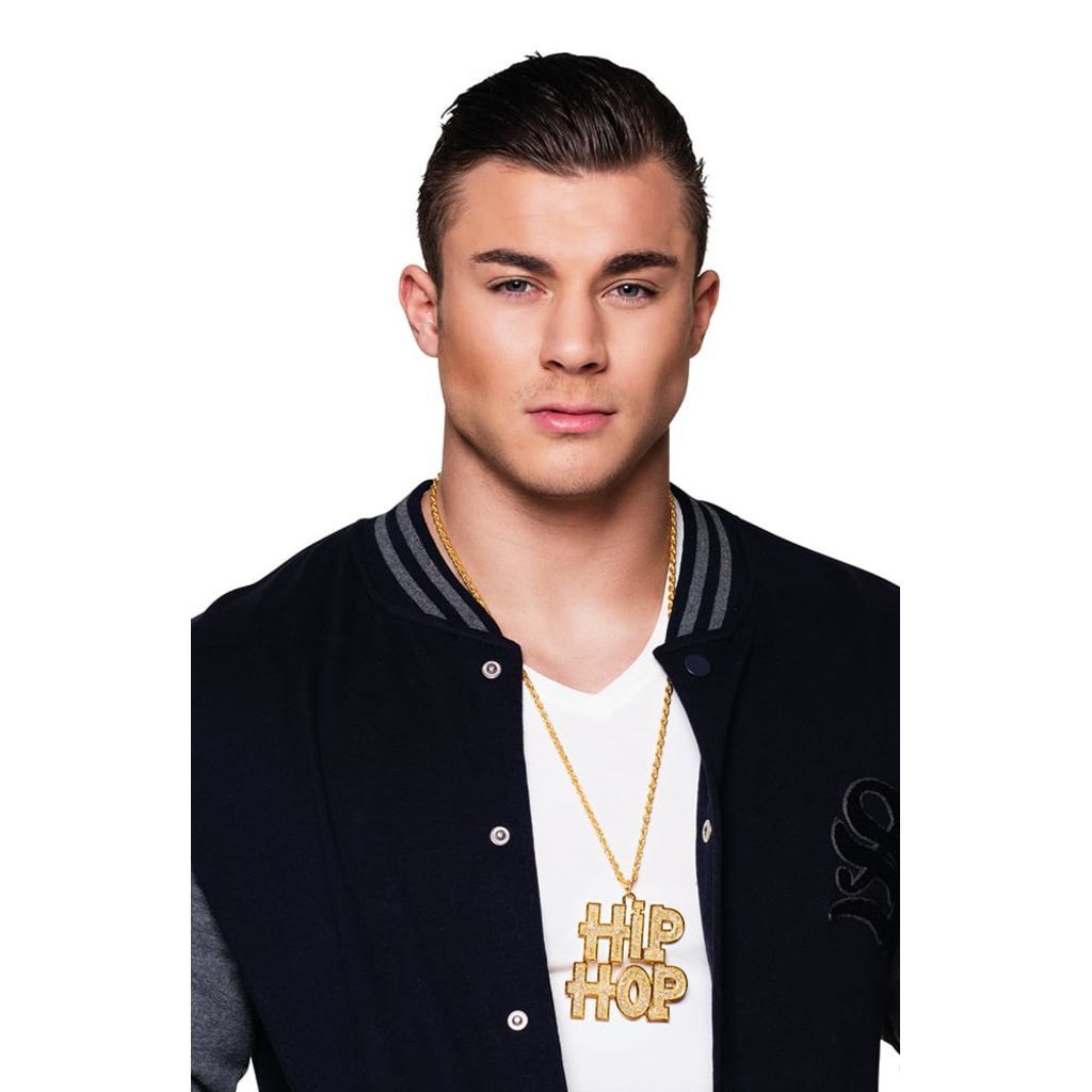 Boland Goudkleurige hip hop ketting voor volwassenen