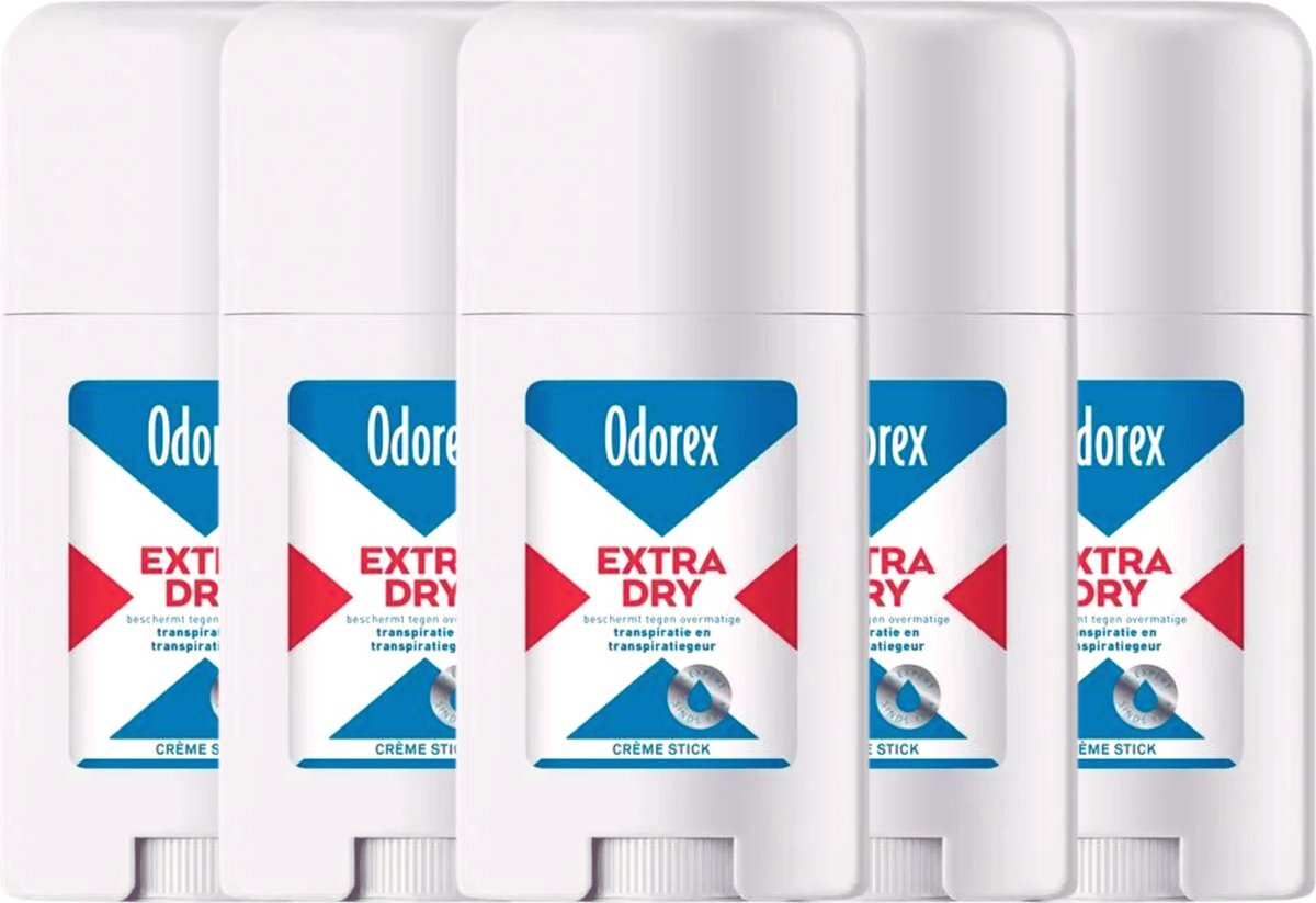 Odorex Extra Dry Deodorant Stick - 5 Stuk - Zacht en Verzorgend - Zonder Parfum of Alcohol
