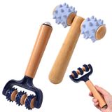 Rouleau de massage Ballon de massage Set de massage 3 pièces Bois Bleu
