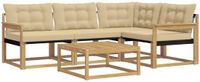 vidaXL Acacia Hout Buiten Bank Set 5-delig Wit en Beige met Tafel