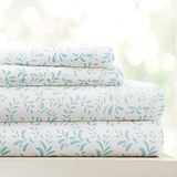 Linen Market Beddengoedset voor twinsize bed, 3-delig, lichtblauw met wijnbladerprint