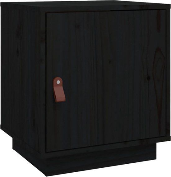 vidaXL Nachtkastje 40x34x45 cm massief grenenhout zwart