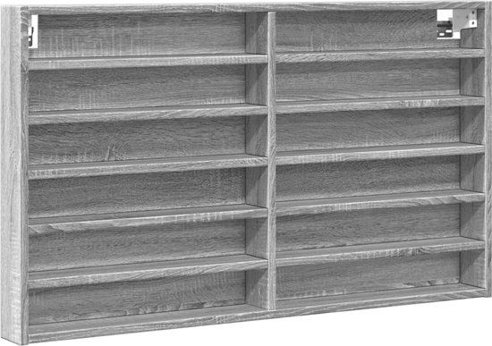 vidaXL Vitrinekast - 100x8,5x58 cm - Bewerkt Hout - Grijs Sonoma Eikenkleur