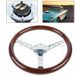 Volant en bois universel professionnel de modification de voiture 380 mm avec bouton de klaxon marron
