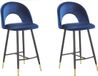 Beliani FALTON - Tabouret de bar - Bleu - Velours - Set de 2