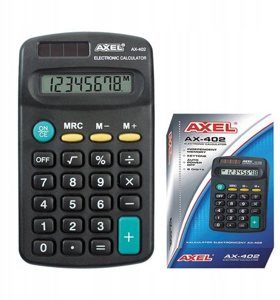 BTS Axel Serie - Kleine Zakrekenmachine - Groot Display - Automatische Uitschakeling