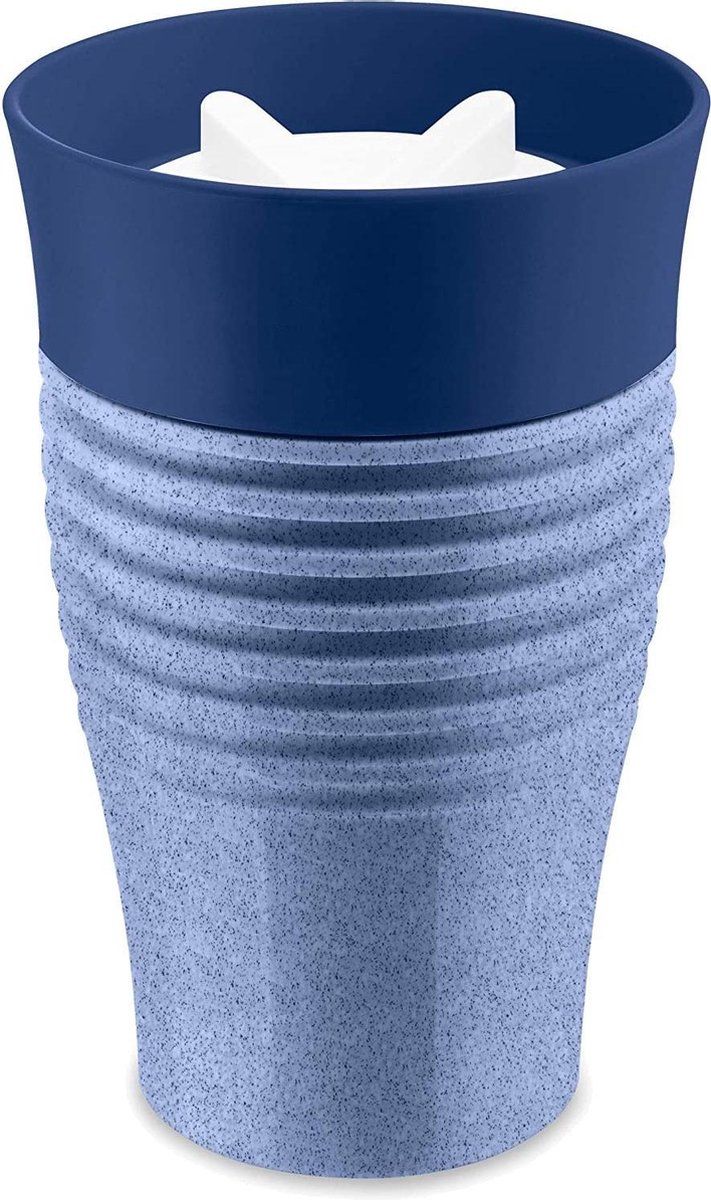 koziol Thermosbeker Safe To Go Organic 400 Ml Blauw/wit