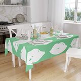 Bonamaison Tafelkleed, Anti-Mold, Sneldrogend, Waterdicht, 100% Polyester Tafellaken, Petroleum Groen, Wit, 140 x 160 Cm