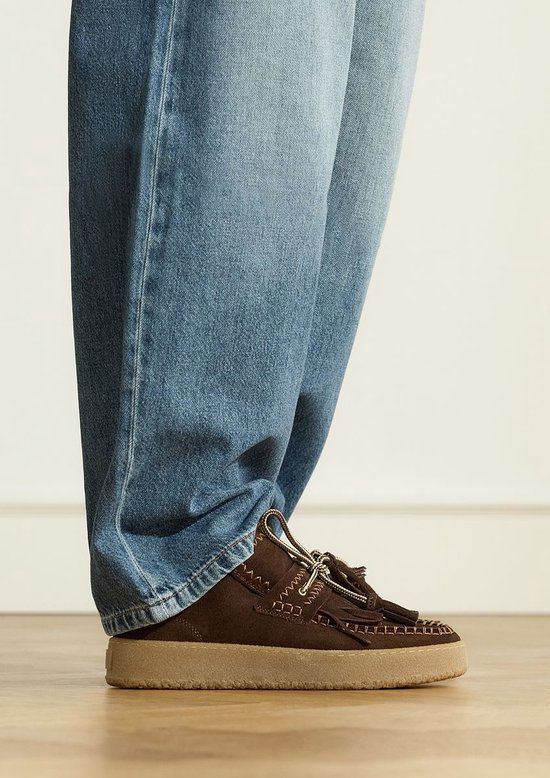 Manfield Dames Donkerbruine Suède Veterboots Maat 36