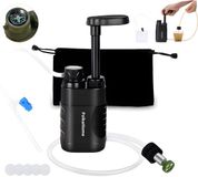 PolkaHome Filtre à eau Survie - Filtre à eau Extérieur - Appareil de purification d'eau - Purification d'eau Extérieure - Kit de survie, filtre à eau (Noir)