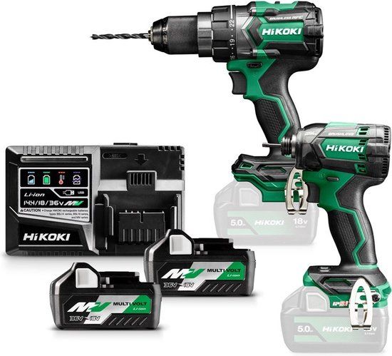 HiKOKI KC18DCWAZ Combopack DS18DC Accuboor + WH18DC Slagschroevendraaier 18V - 4966376406241
