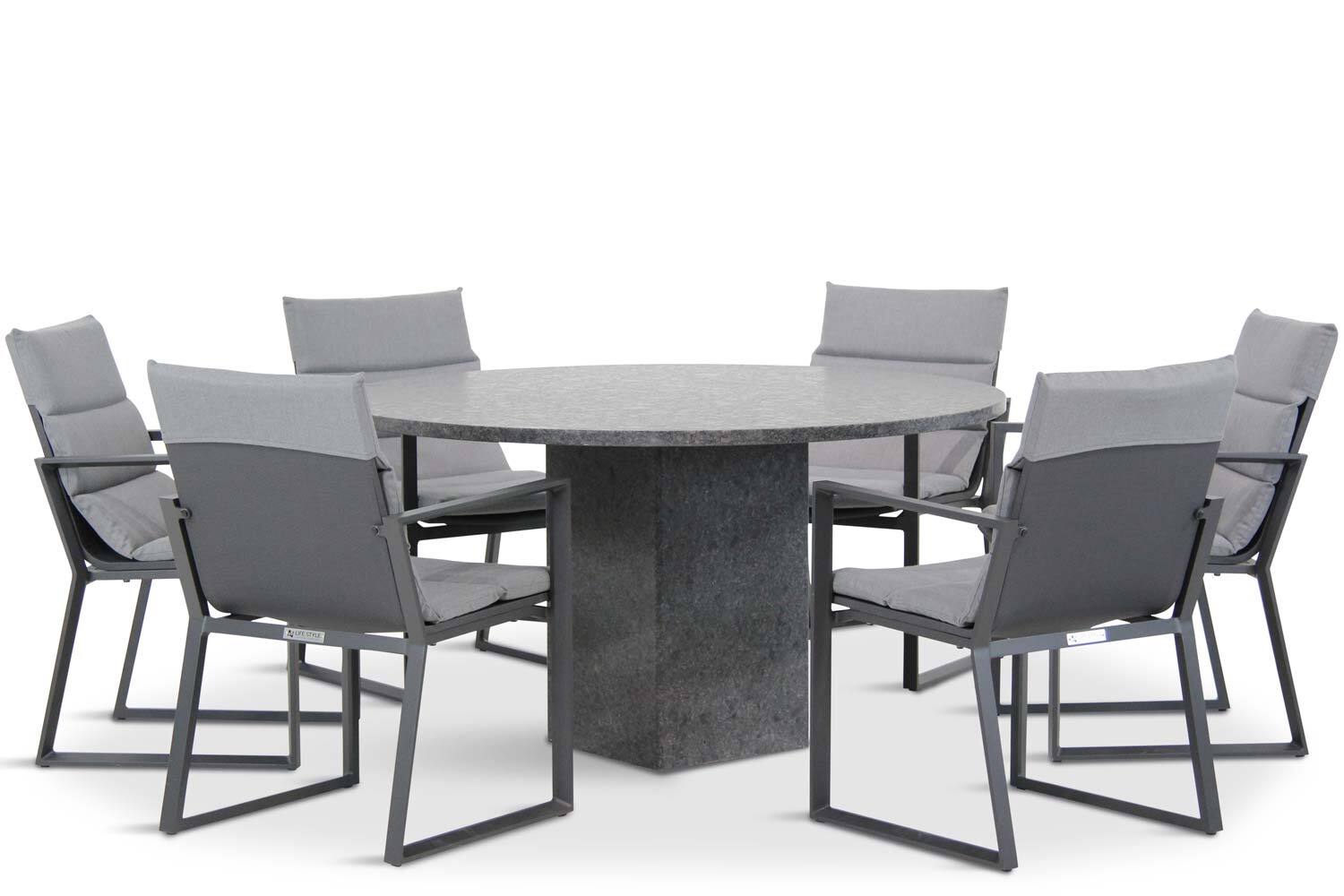 Lifestyle Garden Furniture Treviso/Graniet 140 cm dining tuinset 7-delig