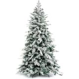 BAKAJI Kunstkerstboom, zeer dicht, zeer vol, bevlokte dennentakken, witte kerstdecoratie, zeer hoge kwaliteit, eenvoudige montage, opening voor paraplu, zeer dicht (240 cm)