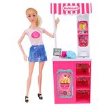 MELODY - Poppenverkoopster van gebak - Melody City - Mannequinpop - 070063 - Roze - Plastic - Figuur - Pop - Kinder speelgoed - Verjaardag - Kiosk - Vanaf 3 jaar