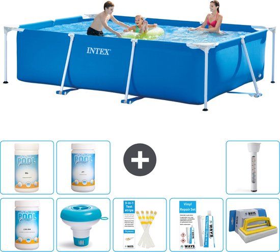 Intex Rechthoekig Frame Zwembad - 300 x 200 x 75 cm - Blauw - Compleet Pakket