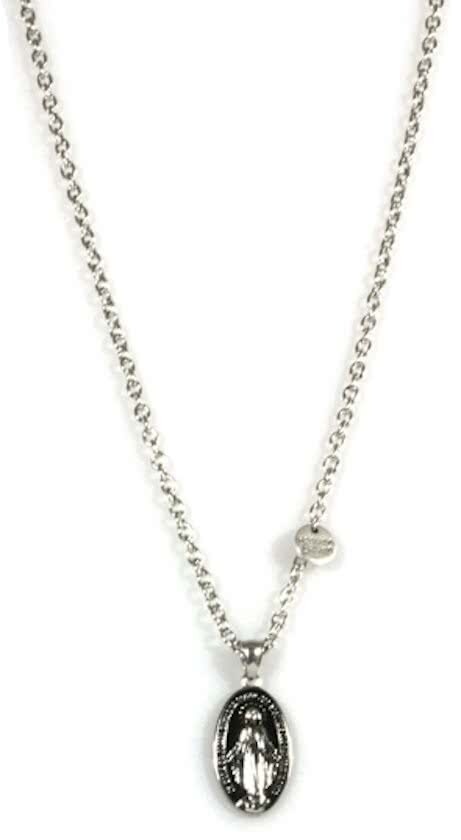 Heaven Eleven - heren ketting - Edelstaal Maria beeld RVS - 74cm - MN104