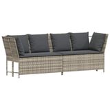 vidaXL Tuinbank met kussens poly rattan lichtgrijs/donkergrijs