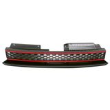 Embleemloze Volkswagen Embleemloze Grill passend voor Golf VI GTi 2008-2012 - Zwart/Rood
