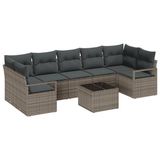 vidaXL Tuinbank Set 8-delig 7 zitplaatsen Grijs Polyrattan