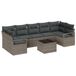 vidaXL Tuinbank Set 8-delig 7 zitplaatsen Grijs Polyrattan