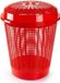 PLASTICFORTE Wasmand met deksel - 50 liter - rood - rond - D45 x H57 cm