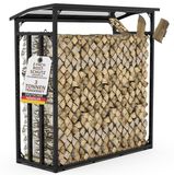 Porte-bûches extérieur avec toit 185x70x185 cm noir acier galvanisé