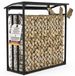Porte-bûches extérieur avec toit 185x70x185 cm noir acier galvanisé