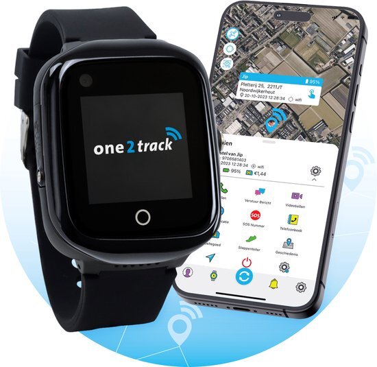 One2Track Connect NEO - GPS tracker telefoonhorloge voor kinderen - Zwart - GPS met bel en videofunctie - GPS horloge Kind