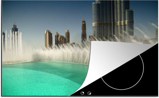 KitchenYeah® Inductie beschermer 77x51 cm - Fontein in Dubai - Inductie kookplaat accessoire - Multicolor
