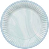 Folat Borden (papier) Marmer Blauw 23 cm - 8 stuks