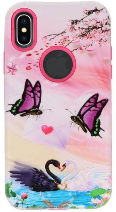Best Cases Vlinder 3D Print Hard Case voor Apple iPhone X - 8718883925984