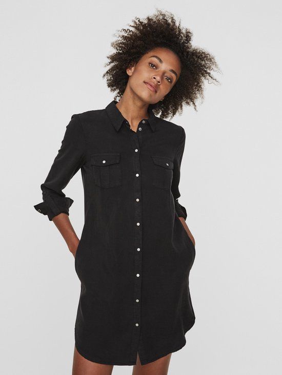 Vero Moda VMSILLA LS SHORT DRESS - Black - Women's Size XL