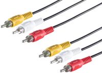 1aTTack.de 1 x 2,5 m cinch-kabel - 3 x cinch-stekker naar 3 x cinch-stekker - gegoten audio-video-aansluitkabel - kleurcodering - voor tv, dvd, projector, console en ontvanger