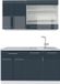 Vicco Fame-Line Blocs-cuisine – 140 cm, WB anthracite bleu foncé laqué brillant/blanc