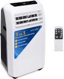 SereneLife Air Conditioner, 3-in-1 Draagbare Airconditioner met Ingebouwde Ontvochtigingsfunctie, Mobielei Airco met Ventilatorstand, Afstandsbediening, Compleet Raammontage Uitlaatkit, 9.000 BTU, Wit