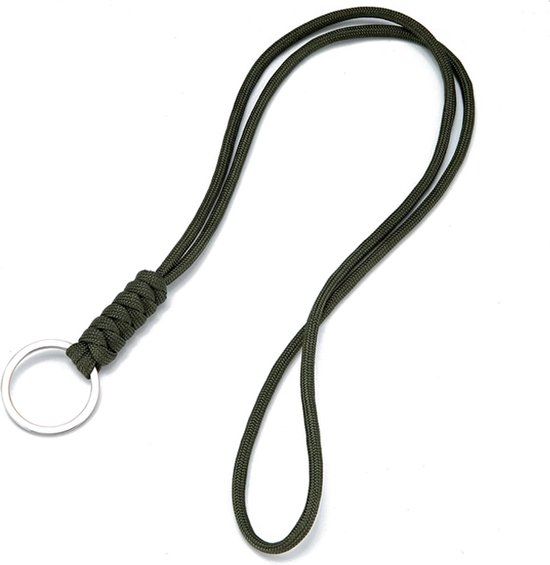 LGT JWLS Lookinggoodtoday Lang Sleutelkoord Groen Paracord met Zilverkleurige Ring
