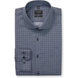 OLYMP No. Six Super Slim Overhemd marine, Bedrukt