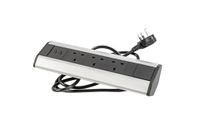 GTV Hoekstekkerdoos, 3 x UK-stopcontact + 2 x USB (5 V/2,1 A), meubelinbouw, 3600 W, kabel van 1,5 m, zilver, zonder logo, voor kantoor, keuken, werkplaats