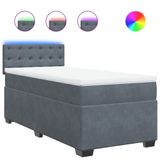 vidaXL Boxspringbed met matras, donkergrijs, 90x200 cm, fluweel