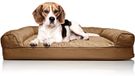 Furhaven Orthopedisch hondenbed voor middelgrote/kleine honden met afneembare kussens en wasbare hoes, voor honden tot 16 kg - gewatteerde bank - geroosterd bruin, medium