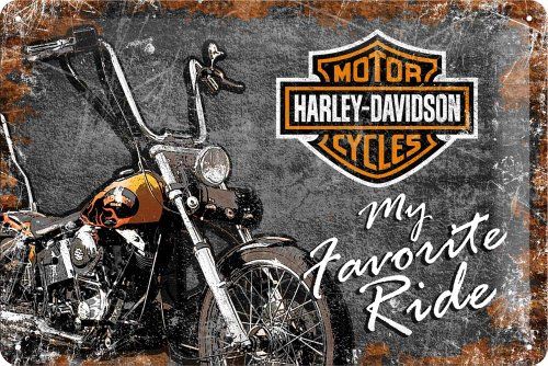 Nostalgic-Art Retro Tin Sign – Harley-Davidson – Favourite Ride – Gift idea for biker, Metal Plaque, 20 x 30 cm