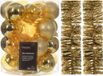 Decoris Kaemingk B.V. Kerstversiering set - goud - kerstballen 6 cm en kerstslingers - kunststof