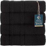 Qute Home - Set van 4 badhanddoeken van 100% Turks katoen, sneldrogend, zacht en absorberend, voor badkamer, inclusief 4 badhanddoeken (zwart)