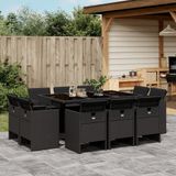 Prolenta Maison Exclusive - Tuinset voor buiten, 11-delig, met kussens, zwart, van polyrotan