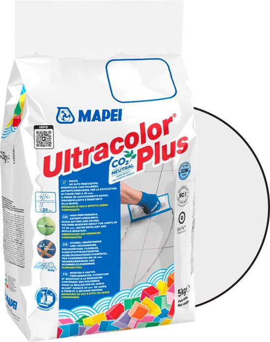 MAPEI Ultracolor Plus Voegmortel - Waterafstotend & Schimmelwerend - Kleur 111 Silver Grey - 5 kg